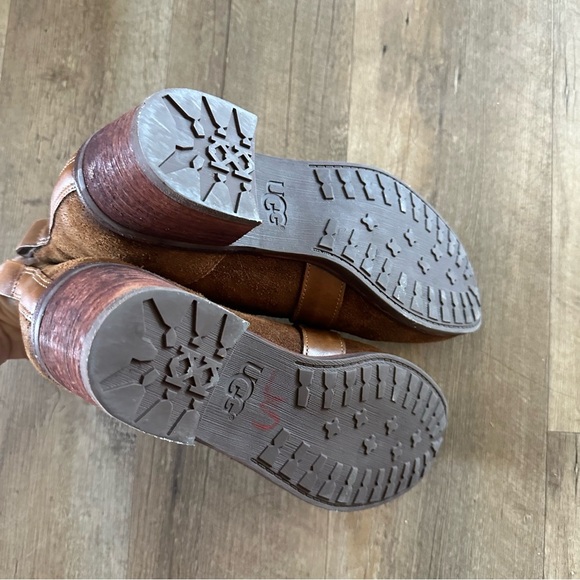 UGG Wright Chestnut Suede Belted Ankle Boots - Picture 5 of 10